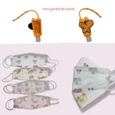 Kit 10 máscara kf94 infantil com um mini garrafa de álcool