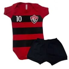 Kit Body Bebê Vitória + Shorts Time Futebol Brasileiro Mesversário