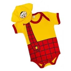 Kit Body Bebê Cascão + Boina Temática Menino Turma da Mônica Mesversário Fantasia