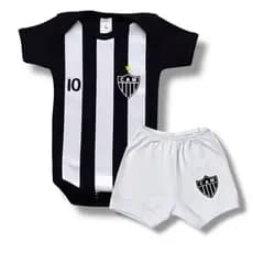 Kit Body Bebê Atlético Mineiro + Shorts Time Futebol Menino Menina