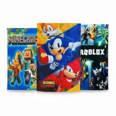 Kit 3 Toalhas de Mão Infantil Sonic Roblox Minecraft Jogo Menino Escola Creche Volta as Aulas