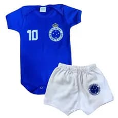 Kit Body Bebê Cruzeiro + Shorts Temático Futebol Mesversário Menino Menina