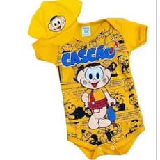 Kit Body Bebê + Boina Cascão Turma da Mônica Gibi Mesversário