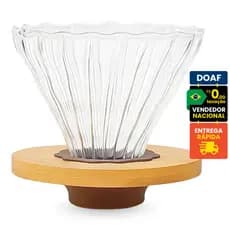 Coador De Café Vidro V60 101 ou 102 Com Argola de Bambu e Silicone