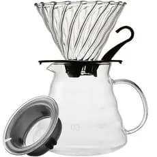 Kit de Preparo de Café V60 - Jarra de Vidro Borossilicato com Suporte de Filtro de Vidro