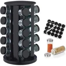 Porta Tempero Condimentos Inox Giratório Acompanha 20 Etiquetas + 1 Caneta Branca