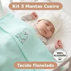 Kit 3 Cueiros Bebê Flanelado 100% Algodão Macio - Manta Paninho de Enrolar Charutinho (70cm x 80cm)