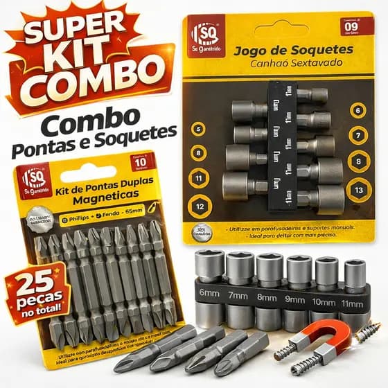 Kit Soquetes 5 a 13mm + Pontas Duplas PH2 Fenda Bits Magnéticos Parafusadeira