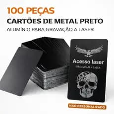 100 Cartões Metal Preto Alumínio Para Gravação Laser Placa Metálica Liso Anodizado Profissional 0.2m
