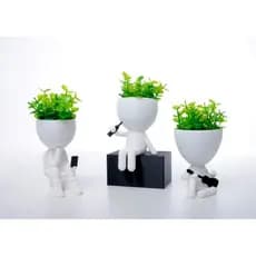 Kit 3 Mini Vasinhos com flor artificial inclusa Vinh.o Robert para Decoração decorativo de plástico tamanho mini