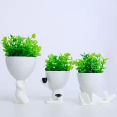 Kit 3 Mini Vasinhos Vasos com PLANTA Flor artificial Café Bob Robert para Decoração vaso de plástico tamanho mini 6 cm