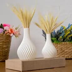 Kit 2 Vasos Decorativos Enfeite de Plástico para Sala, Rack, Banheiro, Casa e Escritório | Decoração Moderna Trigo seco