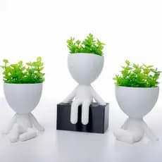 Flores Artificiais com Vaso incluso | Mini Vaso 6cm Plástico | Enfeite Decorativo Arranjo para Casa, Sala, Rack, Estante