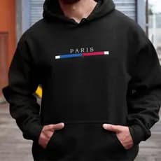 Moletom Canguru Liso Blusa de Frio Unissex Flanelado Com Capuz Paris Unissex