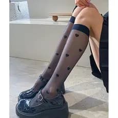 2 pares Meia 3/4 Trabalhada  Cano Alto 30D 40D Feminina Adulto N 33 a 42 Fina renda promo aur