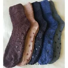 2 Pares Meia Felpuda c Antiderrapante Cano Médio Cor Lisa Masculina Adulto Unissex atoalhada N 36a43  térmica fofinha