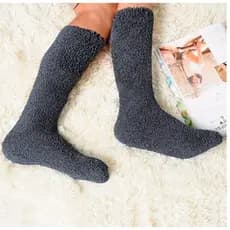 2 pares Meia Felpuda Cano Alto 53CM cor Lisa Masculina  Adulto 34ao46 térmica atoalhada meias macia frio inverno