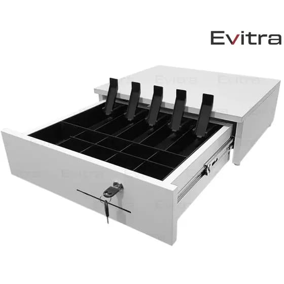 Gaveta de Dinheiro MDF Branca com Chave e Divisória – Segurança Ideal para Checkout