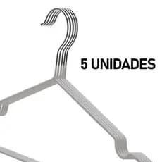 Kit 5 Cabides Tintureiro Metal Aço Adulto Cava Resistente Cabide 40cm Premium Duráveis para Roupas