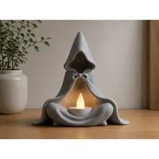 Luminária Mystic Zen Decorativa com Vela LED Inclusa Cor Cinza