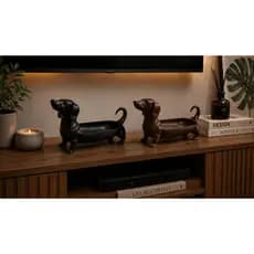 Porta Treco Cachorro Salsicha Decorativo Moderno Preto e Marrom
