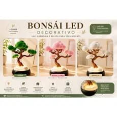 Luminária de Mesa Bonsai Decorativa LED Impressão 3D Abajur Árvore Zen 22cm