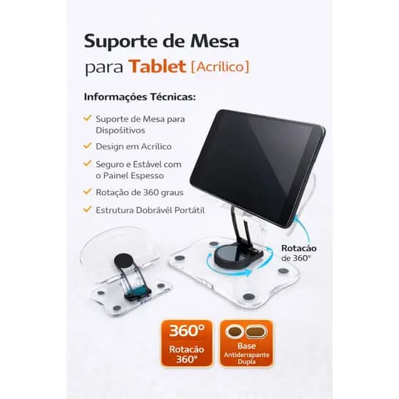 Suporte de Mesa para Tablet [Acrílico]