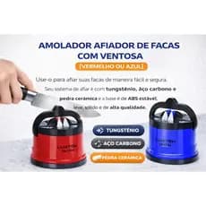 Amolador Afiador de Facas com Ventosa [Azul ou Vermelho]