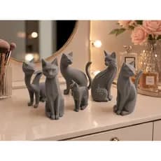 Kit 6 Estátuas Decorativas de Gatos Modernos em PLA 3D | Coleção de Gatinhos