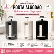 Porta Algodão Redondo com Dispenser Organizador para Banheiro
