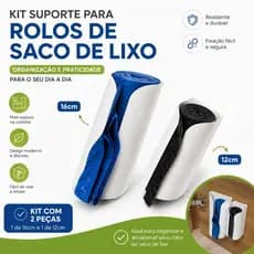 Kit Suporte para Rolos de Saco de Lixo 16 cm e 12 cm – Organizador de Armário