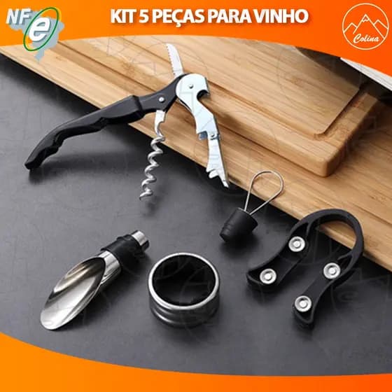 Kit Com 5 Peças Abridor de Garrafas Portátil de vinho