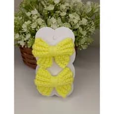 KIT 2 LAÇOS INFANTIL CROCHÊ AMARELO 100% ALGODÃO