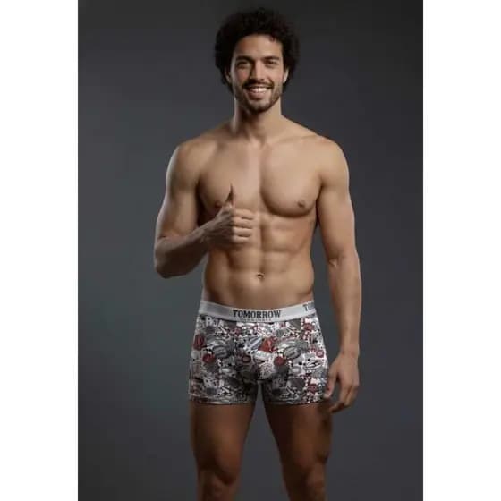 Kit de 5 cuecas boxer box adulto com forro ESTAMPAS VARIADAS (FOTOS ILUSTRATIVAS)
