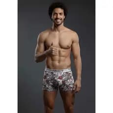 Kit de 5 cuecas boxer box adulto com forro ESTAMPAS VARIADAS (FOTOS ILUSTRATIVAS)