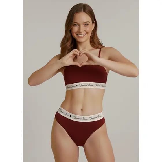 Kit de 2 Conjuntos Feminino Tops + Calcinhas Fio Dental Microfibra Forrada TW TOMORROW