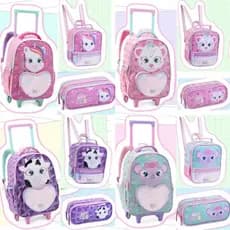KIT MOCHILA DE RODINHA COM LANCHEIRA E ESTOJO INFANTIL FEMININA DENLEX/ MOCHILA INFANTIL/ MOCHILA PARA MENINA/ 2026