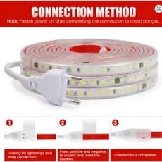 1 à 10 Metros Fita Mangueira Chata Quadrada Led 5050 Branco Frio 120LEDS Direta Com Dupla face 110v/220v de + Conector/R