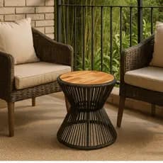 Mesa Ampulheta em Corda Nautica — Design Moderno, Resistente, Área Externa, Varanda e Jardim