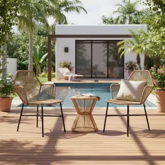 Kit 2 Cadeiras Tropicalia + Mesa Ampulheta para Área Externa Lazer Jardim Sacada