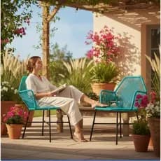 2 Cadeiras Poltrona Tropicália Fio Fibra Sintética Área Externa Gourmet Churrasco Piscina Varanda