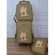 kit Escolar Completo/Mochila escolar com Carrinho e estojo/kit Escolar infantil