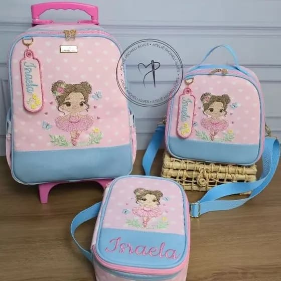 kit Mochila escolar com lancheira personalizada/Kit Escolar Completo com lancheira
