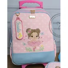 MOCHILA COM RODINHAS PERSONALIZADA/MOCHILA ESCOLAR COM CARRINHO/MOCHILA ESCOLAR