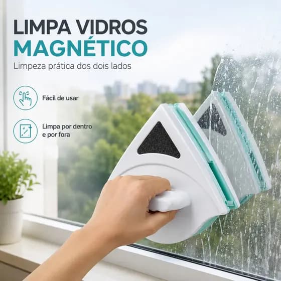 Limpa Vidros Magnético Rodo Mágico Dupla Face com Super Ímã