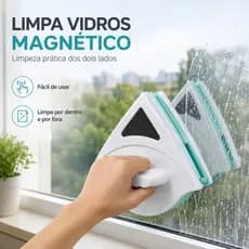 Limpa Vidros Magnético Rodo Mágico Dupla Face com Super Ímã