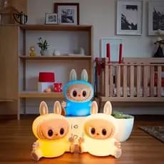 Luminaria Labubu Abajur Infantil Noturna Recarregável Led Muda de Cor RGB Luz Noturna Para Dormir