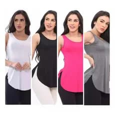 Kit 4 Regata Regatinha Blusinha Yoga Feminina Tapa Bumbum Esconde Bunda