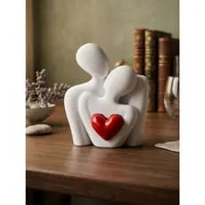 Escultura 3D Casal Apaixonado Namorados Noivos com Coração – Design Moderno para Decoração