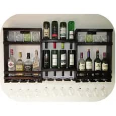 Adega Vinho Porta Taça Madeira Rústica Barzinho Parede 124x60